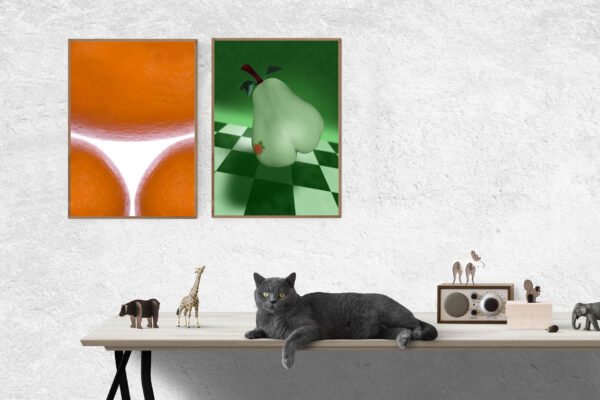 Posters: Chequered Pear och Brazilian Orange - Ur serien Forbidden Fruit - Ramexempel