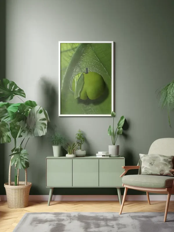 Sweet Leaf - Poster ur serien "Forbidden Fruit" - En abstrakt bildlek med frukter och kroppar - Ramexempel