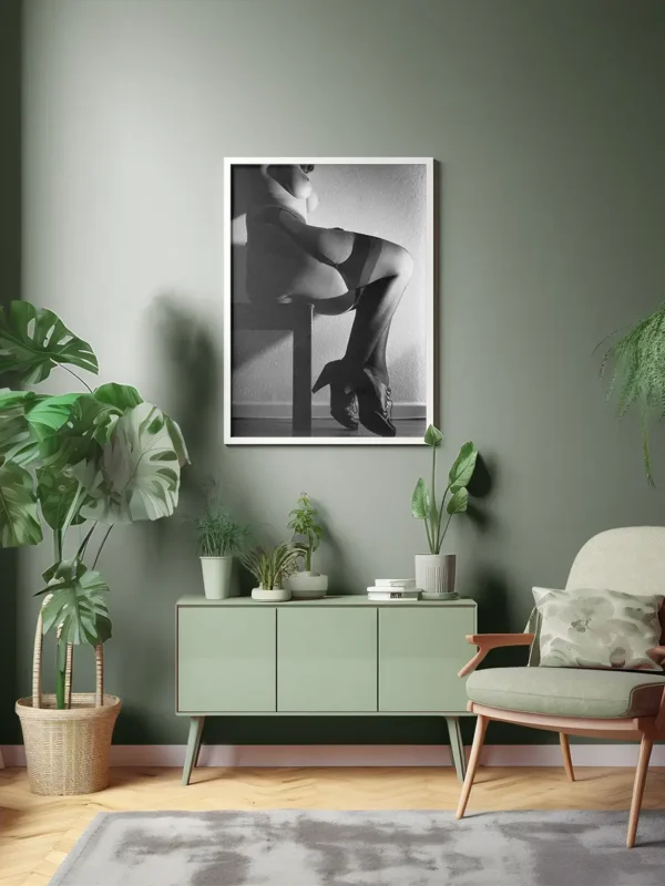 Stockings - Svartvit poster - Fine Art Nude - Ramexempel